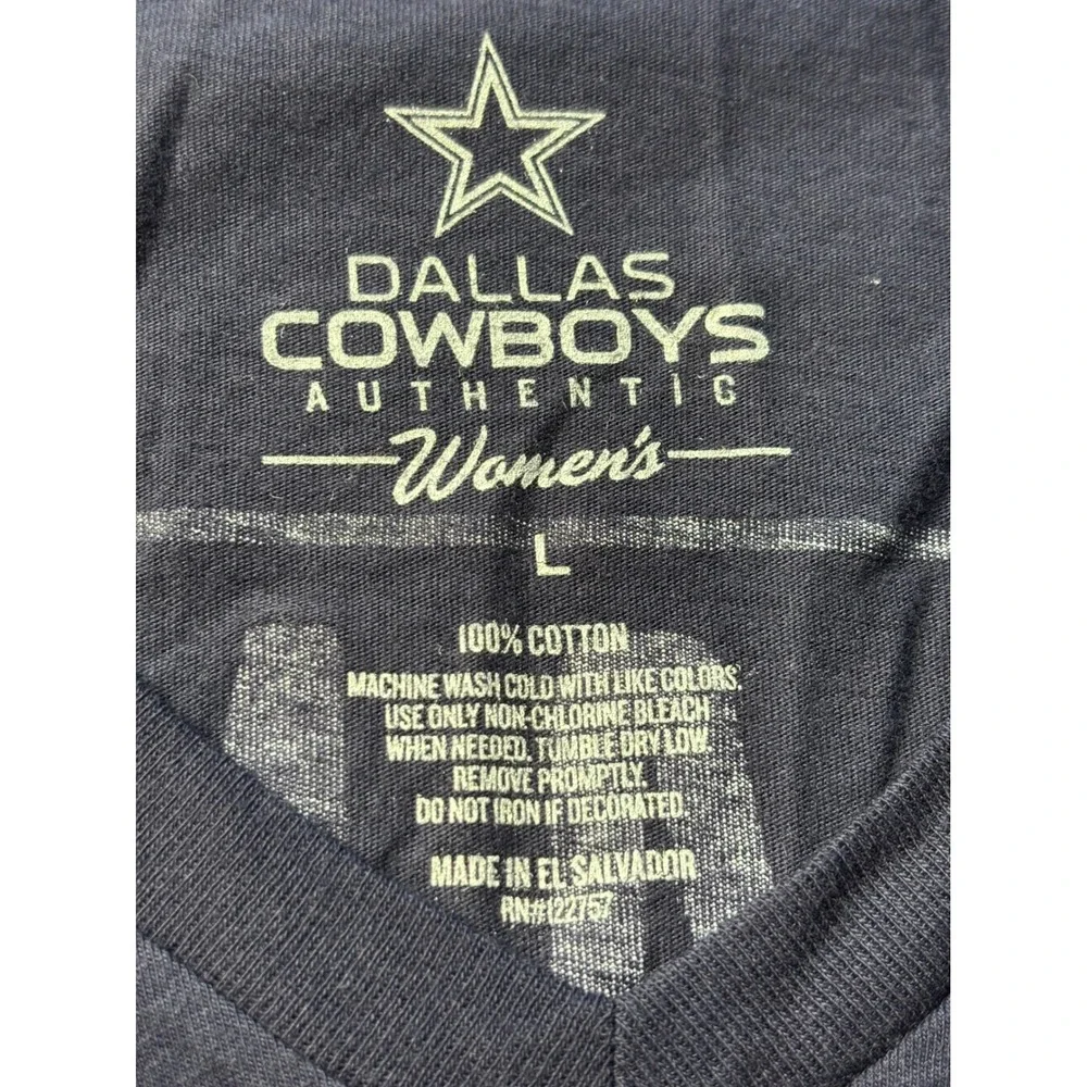 Dallas Cowboys Women's Long‎ Sleeve V-Neck T-Shirt Size L Stand Up Shout NWT